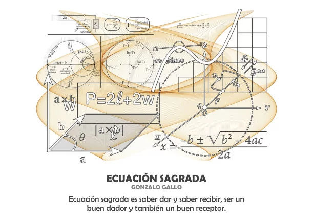Imagen del escrito; Ecuación sagrada, de Gonzalo Gallo