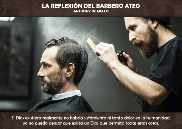 Imagen del escrito; La reflexión del barbero ateo, de Anthony De Mello