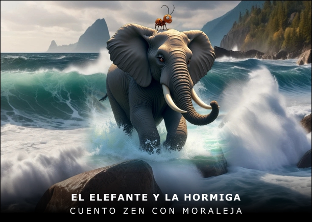 Imagen del cuento: El elefante y la hormiga Imagen del cuento: El elefante y la hormiga