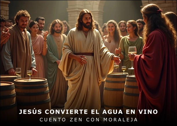 Imagen del cuento: Jesús convierte el agua en vino Imagen del cuento: Jesús convierte el agua en vino