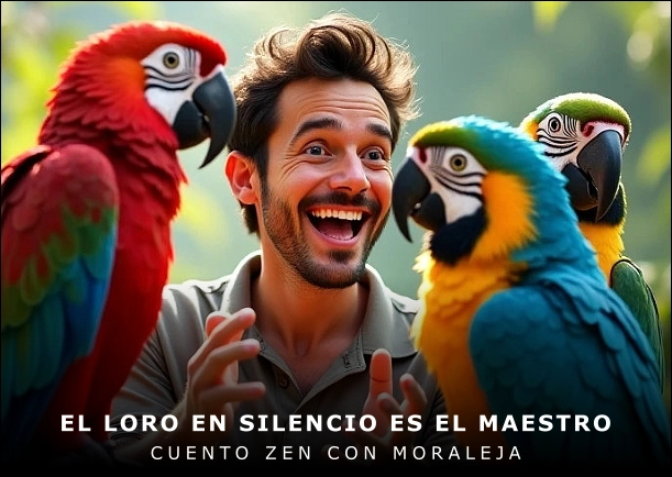 Imagen del cuento: El loro en silencio es el maestro