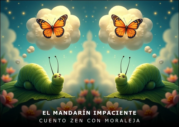 Imagen del cuento: La oruga impaciente Imagen del cuento: La oruga impaciente