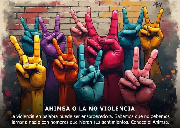 Imagen del escrito; Ahimsa o la no violencia, de Jbn Lie