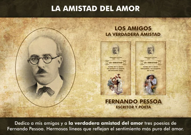 Imagen del escrito; Amigos y la verdadera amistad del amor, de Fernando Pessoa