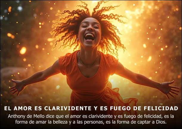 Imagen del escrito; El amor es clarividente y es fuego de felicidad, de Anthony De Mello