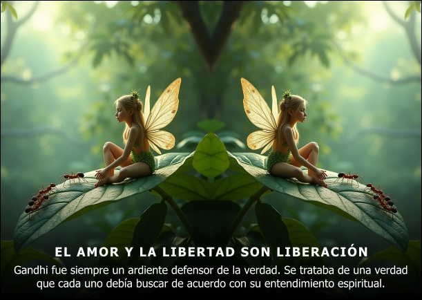 Imagen del escrito; Amor y libertad, de Mahatma Gandhi