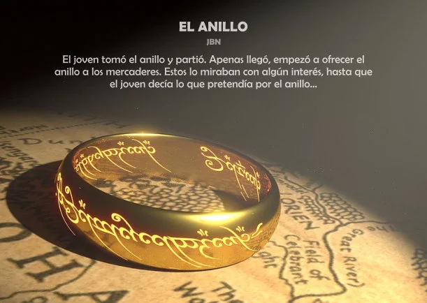 Imagen del escrito; El cuento del anillo y lo mercaderes, de Jbn Lie