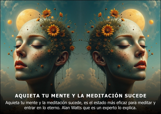 Imagen del escrito; Aquieta tu mente y la meditación sucede, de Alan Watts