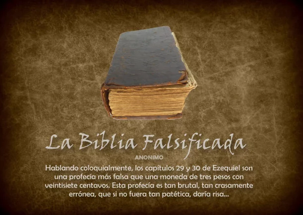 Imagen del escrito; La biblia falsificada, de La Biblia