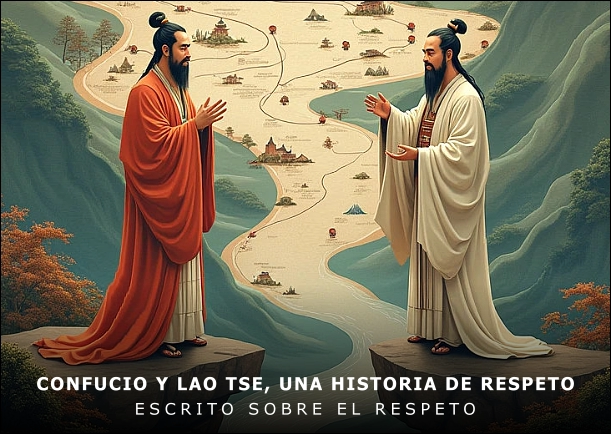 Imagen del escrito; Confucio y Lao Tse, la historia de respeto, de Confucio