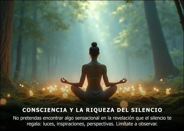 Imagen del escrito; Consciencia y la riqueza del silencio, de Anthony De Mello