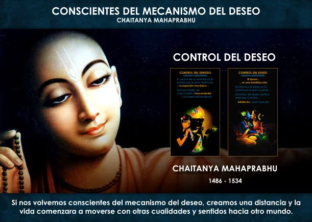 Imagen del escrito; Consciente del mecanismo del deseo, de Chaitanya Mahaprabhu