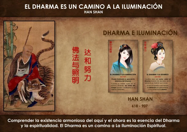 Imagen del escrito; El Dharma es un camino a la iluminación, de Han Shan