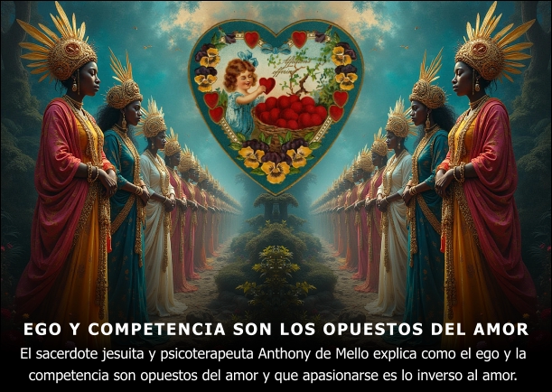 Imagen del escrito; El ego y la competencia son opuestos del amor, de Anthony De Mello