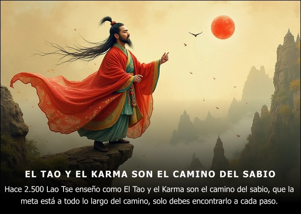 Imagen del escrito; El Tao y el Karma son el camino del sabio, de Lao Tse