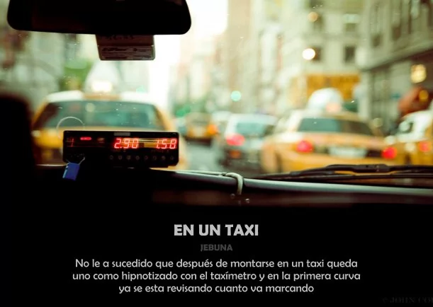 Imagen del escrito; En un taxi, de Jebuna