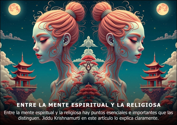 Imagen del escrito; Entre la mente espiritual y la religiosa, de Jiddu Krishnamurti