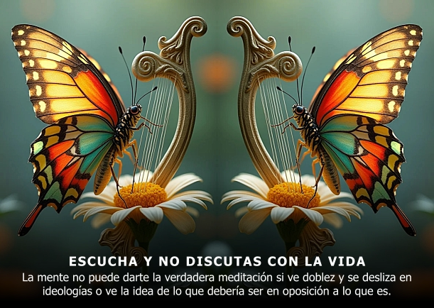 Imagen del escrito; Escucha y no discutas con la vida, de Jiddu Krishnamurti