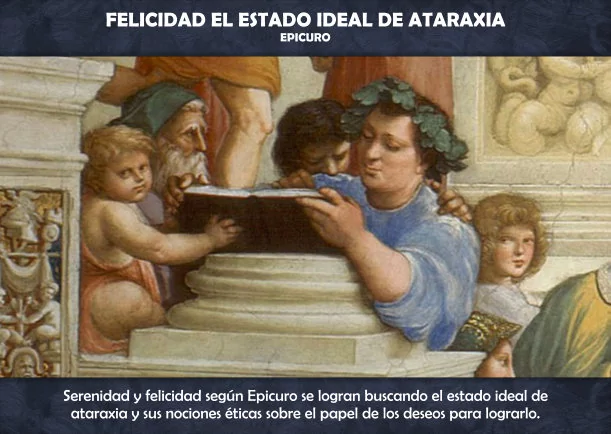 Imagen del escrito; Felicidad el estado ideal de ataraxia, de Epicuro