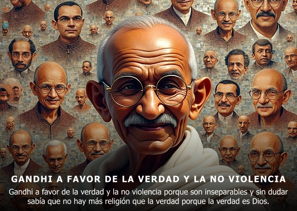 Imagen; Gandhi a favor de la verdad y la no violencia; Mahatma Gandhi