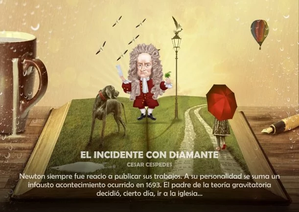 Imagen del escrito; El incidente con diamante, de Isaac Newton