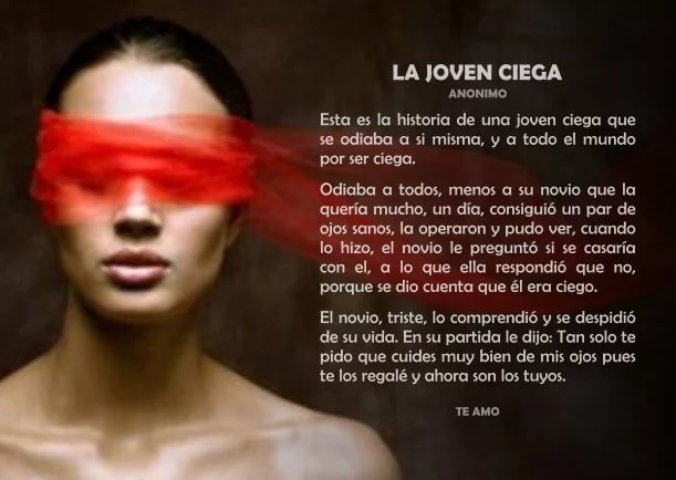 Imagen; La joven ciega; Cuentos Y Moralejas