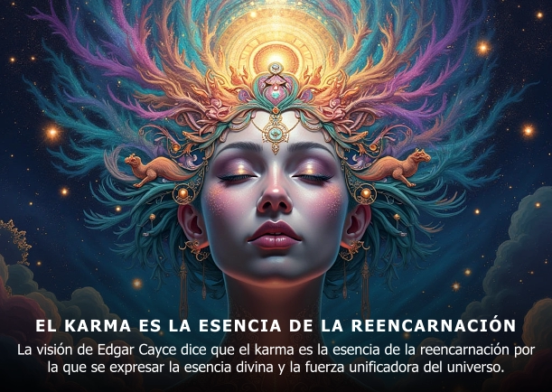 Imagen del escrito; El karma es la esencia de la reencarnación, de Edgar Cayce