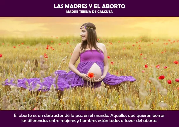 Imagen del escrito; Las Madres y el aborto, de Teresa De Calcuta