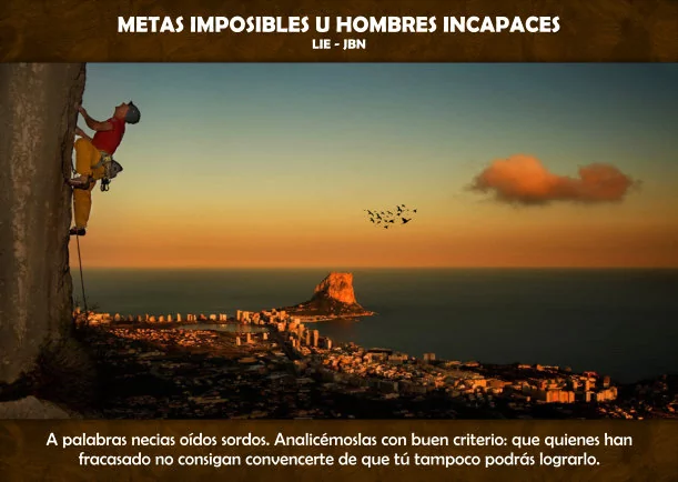 Imagen del escrito; Metas imposibles u hombres incapaces, de Jbn Lie