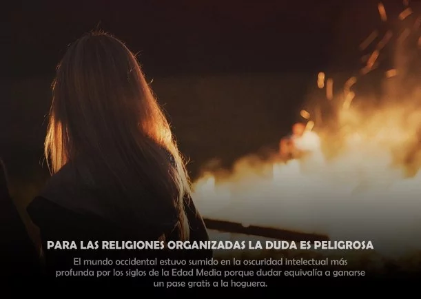 Imagen del escrito; Para las religiones organizadas la duda es peligro, de Jbn Lie