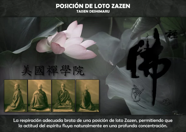 Imagen del escrito; Posición de loto Zazen, de Taisen Deshimaru