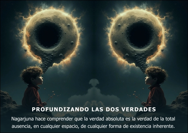 Imagen del escrito; Profundizando las dos verdades, de Nagarjuna