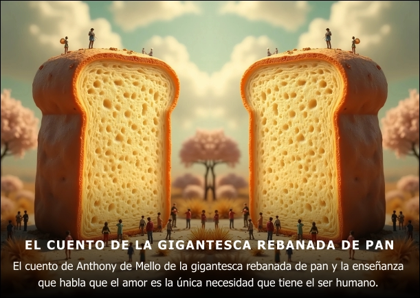 Imagen del escrito; Una gigantesca rebanada de pan, de Anthony De Mello