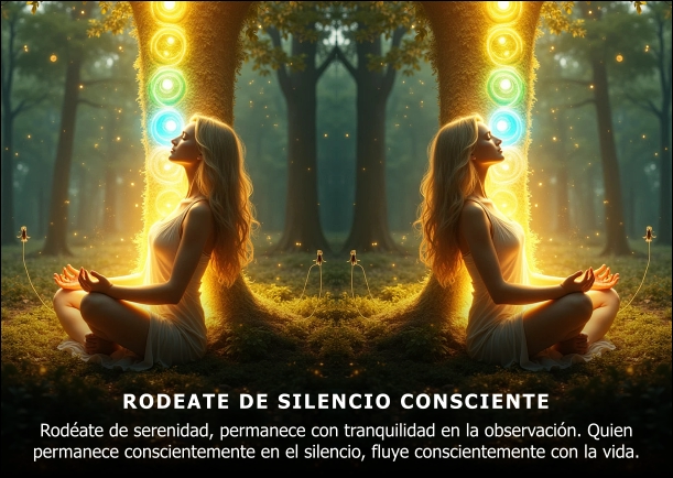 Imagen del escrito; Rodeate de silencio consciente, de Akashicos