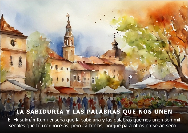 Imagen del escrito; La sabiduría y las palabras que nos unen, de Rumi