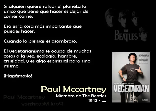 Imagen del escrito; Salva el planeta, de Paul Mccartney