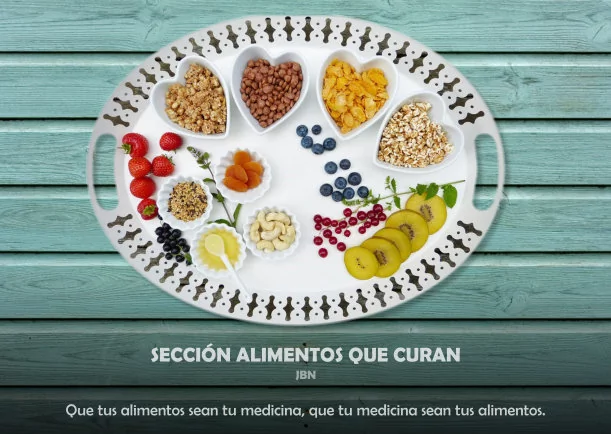 Imagen del escrito; Sanación: Sección alimentos que curan, de Jbn Lie