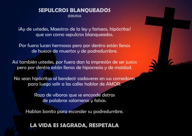 Imagen del escrito; Reflexión: Sepulcros blanqueados, de Jbn Lie