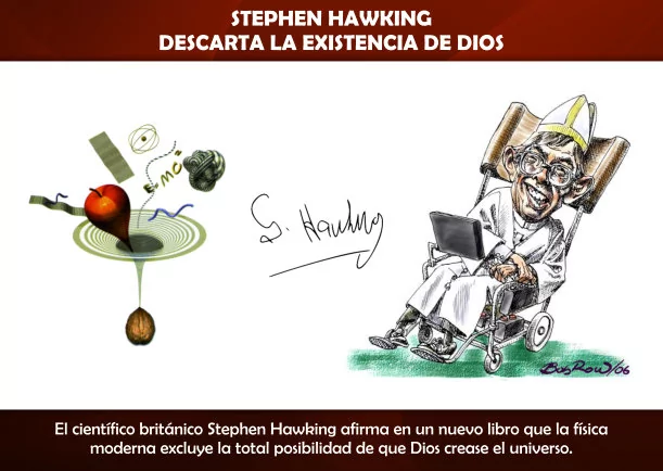 Imagen del escrito; Stephen Hawkins descarta la existencia de Dios, de Stephen Hawking