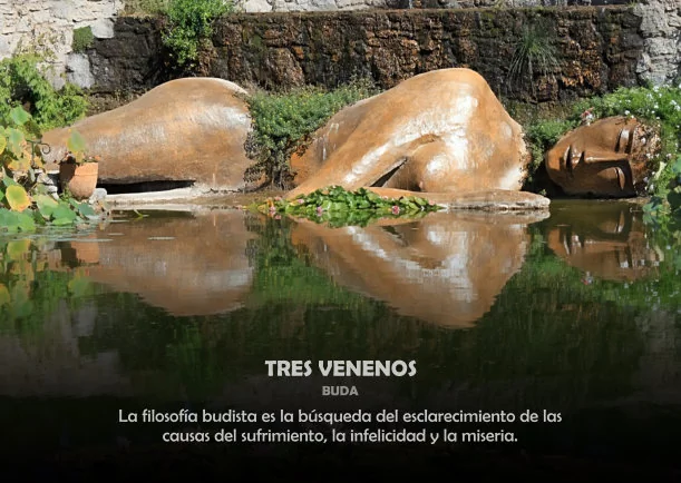 Imagen del escrito; Los tres venenos, de Buda