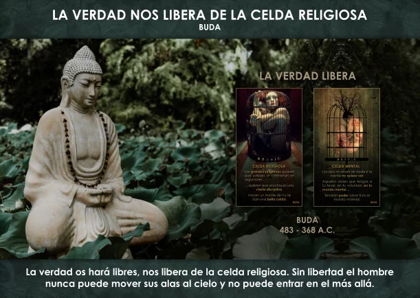 Imagen del escrito; La verdad nos libera de la celda religiosa, de Buda