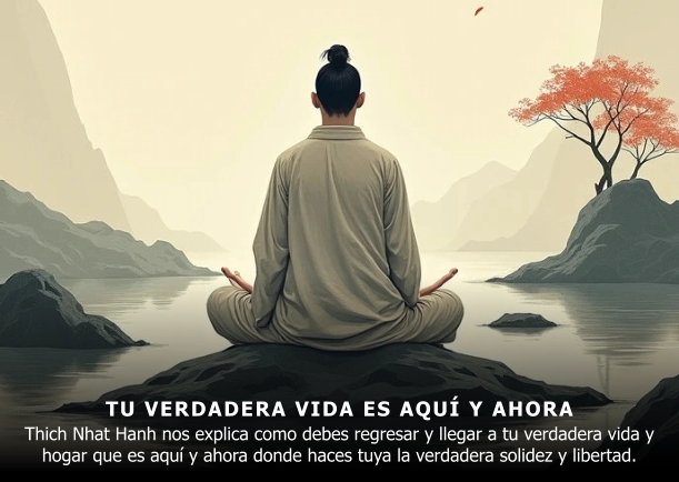 Imagen del escrito; Tu verdadera vida y hogar es aquí y es ahora, de Thich Nhat Hanh