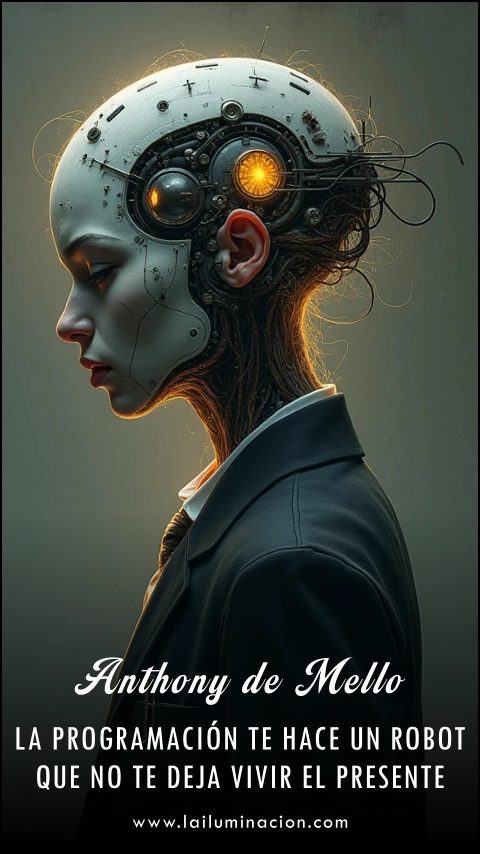 Imagen de la frase: La programación te hace un robot que no te deja vivir el presente. Imagen de la frase: La programación te hace un robot que no te deja vivir el presente.