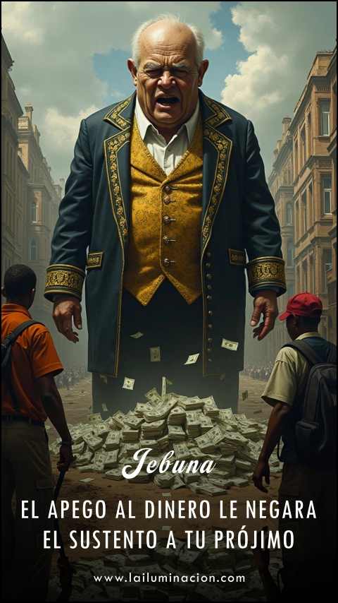 Imagen de la frase: El apego al dinero le negara el sustento a tu prójimo Imagen de la frase: El apego al dinero le negara el sustento a tu prójimo