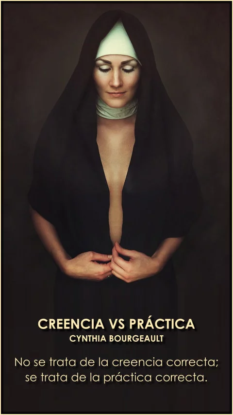 Imagen de la frase: No se trata de la creencia correcta; se trata de la práctica correcta.