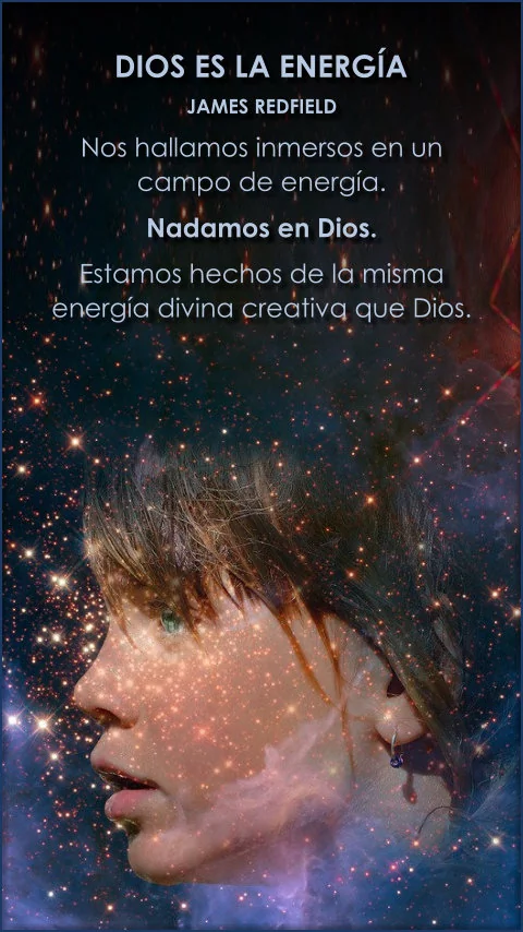 Imagen de la frase: Nos hallamos inmersos en un campo de energía. Nadamos en Dios. Estamos hechos de la misma energía divina creativa que Dios.