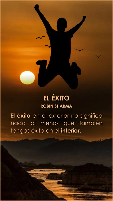 Imagen de la frase: El éxito en el exterior no significa nada al menos que también tengas éxito en el interior.