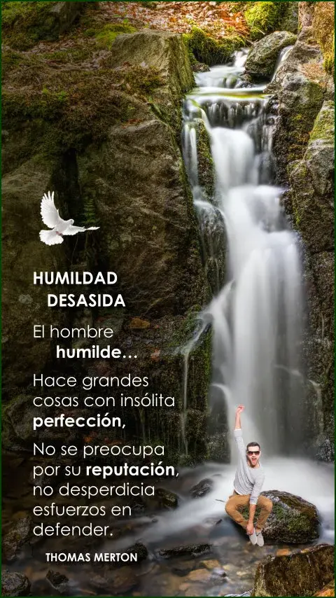 Imagen de la frase: El hombre humilde hace grandes cosas con insólita perfección, no se preocupa por su reputación, no desperdicia esfuerzos en defender.