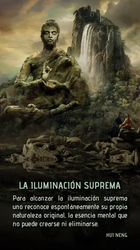 Imagen de la frase: Para alcanzar la iluminación suprema uno reconoce espontáneamente su propia naturaleza original, la esencia mental que no puede crearse ni eliminarse.
