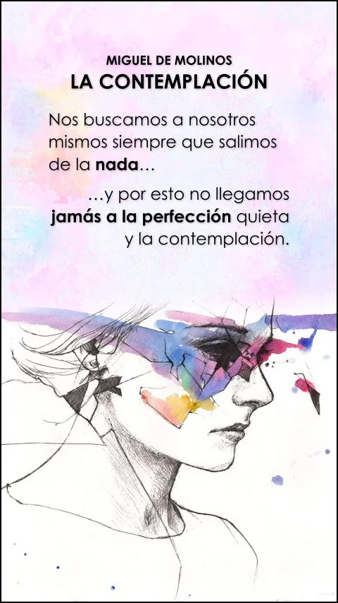 Imagen de la frase: Nos buscamos a nosotros mismos siempre que salimos de la nada, y por esto no llegamos jamás a la perfección quieta y la contemplación.